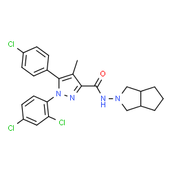 ChemSpider 2D Image | 5-(4-Chlorophenyl)-1-(2,4-dichlorophenyl)-N-(hexahydrocyclopenta[c]pyrrol-2(1H)-yl)-4-methyl-1H-pyrazole-3-carboxamide | C24H23Cl3N4O