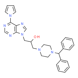 ChemSpider 2D Image | 1-[4-(Diphenylmethyl)-1-piperazinyl]-3-[6-(1H-pyrrol-1-yl)-9H-purin-9-yl]-2-propanol | C29H31N7O