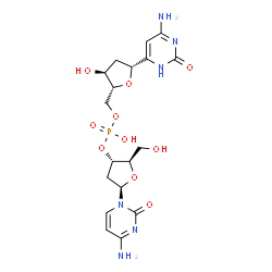 ChemSpider 2D Image | [(2R,3S,5R)-5-(6-Amino-2-oxo-2,3-dihydro-4-pyrimidinyl)-3-hydroxytetrahydro-2-furanyl]methyl (2R,3S,5R)-5-(4-amino-2-oxo-1(2H)-pyrimidinyl)-2-(hydroxymethyl)tetrahydro-3-furanyl hydrogen phosphate (no
n-preferred name) | C18H25N6O10P