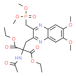 ChemSpider 2D Image | Diethyl acetamido({3-[(dimethoxyphosphoryl)methyl]-6,7-dimethoxy-2-quinoxalinyl}methyl)malonate | C23H32N3O10P