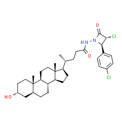 ChemSpider 2D Image | (3alpha,5alpha)-N-[(2R,3R)-3-Chloro-2-(4-chlorophenyl)-4-oxo-1-azetidinyl]-3-hydroxycholan-24-amide | C33H46Cl2N2O3