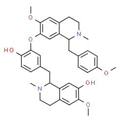 ChemSpider 2D Image | 1-(4-Hydroxy-3-{[6-methoxy-1-(4-methoxybenzyl)-2-methyl-1,2,3,4-tetrahydro-7-isoquinolinyl]oxy}benzyl)-6-methoxy-2-methyl-1,2,3,4-tetrahydro-7-isoquinolinol | C37H42N2O6