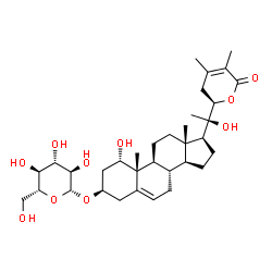 ChemSpider 2D Image | (1alpha,3beta,22R)-1,20-Dihydroxy-26-oxo-22,26-epoxyergosta-5,24-dien-3-yl beta-D-glucopyranoside | C34H52O10