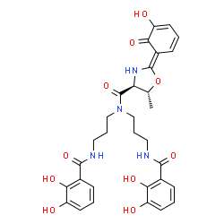 ChemSpider 2D Image | (2E,4S,5R)-N,N-Bis{3-[(2,3-dihydroxybenzoyl)amino]propyl}-2-(5-hydroxy-6-oxo-2,4-cyclohexadien-1-ylidene)-5-methyl-1,3-oxazolidine-4-carboxamide | C31H34N4O10