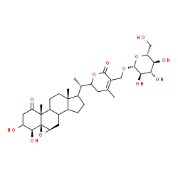 ChemSpider 2D Image | (4beta,5beta,6beta,8xi,9xi,14xi,17xi)-3,4-Dihydroxy-1,26-dioxo-5,6:22,26-diepoxyergost-24-en-27-yl beta-D-glucopyranoside | C34H50O12