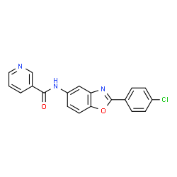 ChemSpider 2D Image | N-[2-(4-Chlorophenyl)-1,3-benzoxazol-5-yl]nicotinamide | C19H12ClN3O2