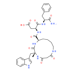 ChemSpider 2D Image | N-{[(3R,13R)-3-(1H-Indol-3-ylmethyl)-3-methyl-2,5,7-trioxo-1,4,8-triazacyclotridecan-13-yl]carbonyl}-L-alpha-aspartyl-L-phenylalaninamide | C34H41N7O8