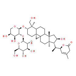 ChemSpider 2D Image | (3beta,4alpha,8xi,9beta,16alpha,17beta)-16-Hydroxy-4-(hydroxymethyl)-4,14-dimethyl-17-{(1S)-1-[(2R)-4-methyl-6-oxo-5,6-dihydro-2H-pyran-2-yl]ethyl}-9,19-cycloandrostan-3-yl 2-O-beta-D-glucopyranosyl-a
lpha-L-arabinopyranoside | C41H64O14