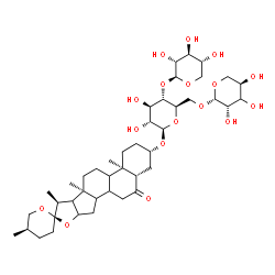 ChemSpider 2D Image | (3beta,5alpha,8xi,9xi,14xi,16xi,17xi,25R)-6-Oxospirostan-3-yl (3xi)-beta-D-threo-pentopyranosyl-(1->6)-[beta-D-xylopyranosyl-(1->4)]-beta-D-glucopyranoside | C43H68O17