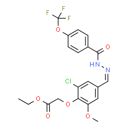 ChemSpider 2D Image | Ethyl {2-chloro-6-methoxy-4-[(Z)-{[4-(trifluoromethoxy)benzoyl]hydrazono}methyl]phenoxy}acetate | C20H18ClF3N2O6