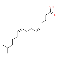 ChemSpider 2D Image | 14-methyl-5,9-pentadecadienoic acid | C16H28O2