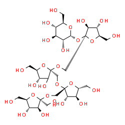 ChemSpider 2D Image | beta-D-Fructofuranosyl-(2->1)-beta-D-fructofuranosyl-(2->1)-(3xi)-beta-D-erythro-hex-2-ulofuranosyl-(2->1)-beta-D-fructofuranosyl alpha-D-glucopyranoside | C30H52O26