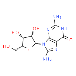 ChemSpider 2D Image | 2,8-Diamino-9-(beta-D-lyxofuranosyl)-1,9-dihydro-6H-purin-6-one | C10H14N6O5