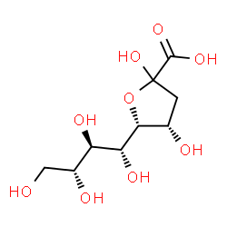 ChemSpider 2D Image | (5R)-3-Deoxy-5-[(1R,2R,3R)-1,2,3,4-tetrahydroxybutyl]-D-glycero-pent-2-ulofuranosonic acid | C9H16O9