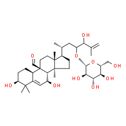 ChemSpider 2D Image | (1S,4R,7S,9beta)-9-Formyl-1,7,24-trihydroxy-10,14-dimethyl-4,9-cyclo-9,10-secocholesta-5,25-dien-23-yl beta-D-glucopyranoside | C36H58O10