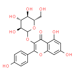ChemSpider 2D Image | 5,7-Dihydroxy-2-(4-hydroxyphenyl)-4-oxo-4H-chromen-3-yl L-glucopyranoside | C21H20O11
