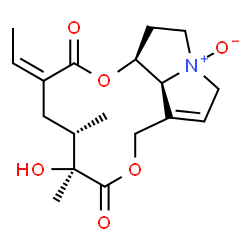 ChemSpider 2D Image | (3Z,5S,6S,14aS,14bS)-3-Ethylidene-6-hydroxy-5,6-dimethyl-3,4,5,6,9,11,13,14,14a,14b-decahydro[1,6]dioxacyclododecino[2,3,4-gh]pyrrolizine-2,7-dione 12-oxide | C18H25NO6