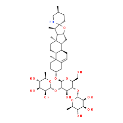 ChemSpider 2D Image | (3alpha,8alpha,9beta,10alpha,13alpha,14beta,16beta,17xi,20beta,25S)-Spirosol-5-en-3-yl 6-deoxy-alpha-D-mannopyranosyl-(1->2)-[6-deoxy-alpha-D-mannopyranosyl-(1->4)]-beta-L-glucopyranoside | C45H73NO15