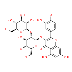 ChemSpider 2D Image | 2-(3,4-Dihydroxyphenyl)-5,7-dihydroxy-4-oxo-4H-chromen-3-yl 2-O-beta-L-glucopyranosyl-beta-L-glucopyranoside | C27H30O17