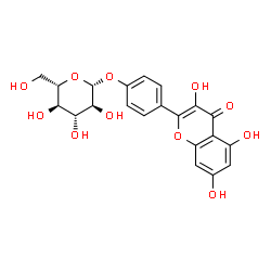 ChemSpider 2D Image | 4-(3,5,7-Trihydroxy-4-oxo-4H-chromen-2-yl)phenyl beta-L-glucopyranoside | C21H20O11