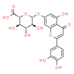 ChemSpider 2D Image | 2-(3,4-Dihydroxyphenyl)-5-hydroxy-4-oxo-4H-chromen-7-yl beta-L-glucopyranosiduronic acid | C21H18O12