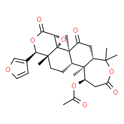 ChemSpider 2D Image | (5R,5aS,5bS,7aR,8R,10aR,11aS,11bS,13aS)-8-(3-Furyl)-1,1,5a,7a,11b-pentamethyl-3,10,12-trioxohexadecahydrooxireno[4,4a]isochromeno[6,5-g][2]benzoxepin-5-yl acetate | C28H34O9