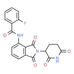 ChemSpider 2D Image | N-[2-(2,6-Dioxo-3-piperidinyl)-1,3-dioxo-2,3-dihydro-1H-isoindol-4-yl]-2-fluorobenzamide | C20H14FN3O5