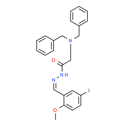 ChemSpider 2D Image | 2-(Dibenzylamino)-N'-[(Z)-(5-iodo-2-methoxyphenyl)methylene]acetohydrazide (non-preferred name) | C24H24IN3O2
