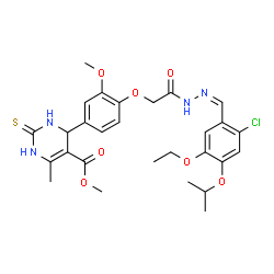 ChemSpider 2D Image | Methyl 4-(4-{2-[(2Z)-2-(2-chloro-5-ethoxy-4-isopropoxybenzylidene)hydrazino]-2-oxoethoxy}-3-methoxyphenyl)-6-methyl-2-thioxo-1,2,3,4-tetrahydro-5-pyrimidinecarboxylate | C28H33ClN4O7S