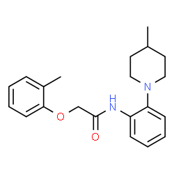 ChemSpider 2D Image | 2-(2-Methylphenoxy)-N-[2-(4-methyl-1-piperidinyl)phenyl]acetamide | C21H26N2O2