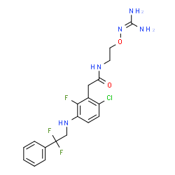 ChemSpider 2D Image | N-[2-[[(Aminoiminomethyl)amino]oxy]ethyl]-6-chloro-3-[(2,2-difluoro-2-phenylethyl)amino]-2-fluorobenzeneacetamide | C19H21ClF3N5O2