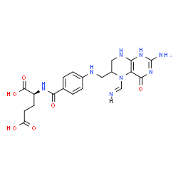 ChemSpider 2D Image | N-{4-[({2-Amino-5-[(E)-iminomethyl]-4-oxo-1,4,5,6,7,8-hexahydro-6-pteridinyl}methyl)amino]benzoyl}-L-glutamic acid | C20H24N8O6