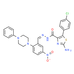 ChemSpider 2D Image | 2-Amino-5-(4-chlorophenyl)-N'-{(Z)-[5-nitro-2-(4-phenyl-1-piperazinyl)phenyl]methylene}-1,3-thiazole-4-carbohydrazide | C27H24ClN7O3S