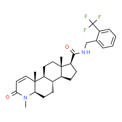 ChemSpider 2D Image | (4aR,4bS,6aS,7S,9aS,9bS,11aR)-1,4a,6a-Trimethyl-2-oxo-N-[2-(trifluoromethyl)benzyl]-2,4a,4b,5,6,6a,7,8,9,9a,9b,10,11,11a-tetradecahydro-1H-indeno[5,4-f]quinoline-7-carboxamide | C28H35F3N2O2