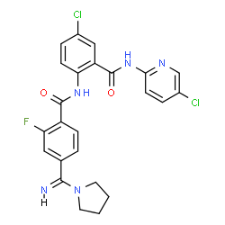ChemSpider 2D Image | N-{4-Chloro-2-[(5-chloro-2-pyridinyl)carbamoyl]phenyl}-2-fluoro-4-[(Z)-imino(1-pyrrolidinyl)methyl]benzamide | C24H20Cl2FN5O2
