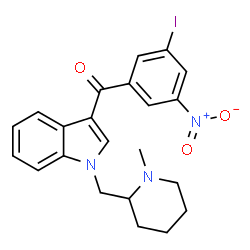ChemSpider 2D Image | (3-Iodo-5-nitrophenyl){1-[(1-methyl-2-piperidinyl)methyl]-1H-indol-3-yl}methanone | C22H22IN3O3