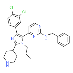 ChemSpider 2D Image | 4-[4-(3,4-Dichlorophenyl)-2-(4-piperidinyl)-1-propyl-1H-imidazol-5-yl]-N-[(1R)-1-phenylethyl]-2-pyrimidinamine | C29H32Cl2N6