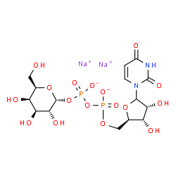 ChemSpider 2D Image | disodium;[[(2R,3S,4R)-5-(2,4-dioxopyrimidin-1-yl)-3,4-dihydroxy-tetrahydrofuran-2-yl]methoxy-oxido-phosphoryl] [(2R,3R,4S,5R,6R)-3,4,5-trihydroxy-6-(hydroxymethyl)tetrahydropyran-2-yl] phosphate | C15H22N2Na2O17P2