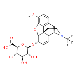 ChemSpider 2D Image | (5alpha,6alpha)-3-Methoxy-17-(~2~H_3_)methyl-7,8-didehydro-4,5-epoxymorphinan-6-yl beta-D-glucopyranosiduronic acid | C24H26D3NO9