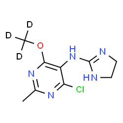 ChemSpider 2D Image | 4-Chloro-N-(4,5-dihydro-1H-imidazol-2-yl)-2-methyl-6-[(~2~H_3_)methyloxy]-5-pyrimidinamine | C9H9D3ClN5O