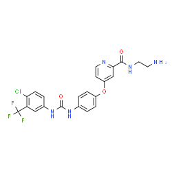 ChemSpider 2D Image | N-(2-Aminoethyl)-4-[4-({[4-chloro-3-(trifluoromethyl)phenyl]carbamoyl}amino)phenoxy]-2-pyridinecarboxamide | C22H19ClF3N5O3