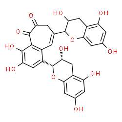 ChemSpider 2D Image | 3,4-Dihydroxy-1-[(2R,3R)-3,5,7-trihydroxy-3,4-dihydro-2H-chromen-2-yl]-8-(3,5,7-trihydroxy-3,4-dihydro-2H-chromen-2-yl)-5H-benzo[7]annulene-5,6(7H)-dione | C29H24O12
