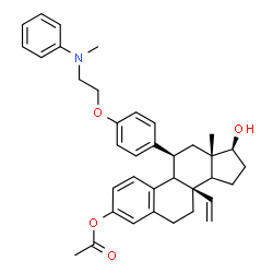 ChemSpider 2D Image | (9xi,11beta,14xi,17beta)-17-Hydroxy-11-(4-{2-[methyl(phenyl)amino]ethoxy}phenyl)-8-vinylestra-1,3,5(10)-trien-3-yl acetate | C37H43NO4