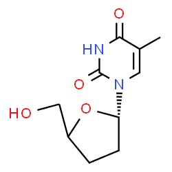 ChemSpider 2D Image | 1-[(2S)-5-(Hydroxymethyl)tetrahydro-2-furanyl]-5-methyl-2,4(1H,3H)-pyrimidinedione | C10H14N2O4