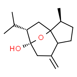ChemSpider 2D Image | (2S,8S,9S)-9-Isopropyl-2-methyl-6-methylene-11-oxatricyclo[6.2.1.0~1,5~]undecan-8-ol | C15H24O2