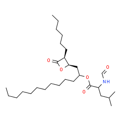 ChemSpider 2D Image | 1-[(2R,3S)-3-Hexyl-4-oxo-2-oxetanyl]-2-tridecanyl N-formylleucinate | C29H53NO5
