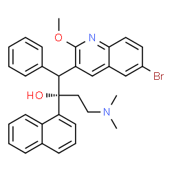 ChemSpider 2D Image | (2S)-1-(6-Bromo-2-methoxy-3-quinolinyl)-4-(dimethylamino)-2-(1-naphthyl)-1-phenyl-2-butanol | C32H31BrN2O2