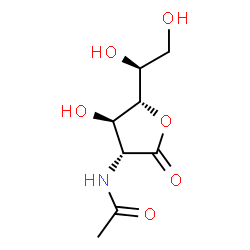 ChemSpider 2D Image | N-{(3R,4R,5R)-5-[(1S)-1,2-Dihydroxyethyl]-4-hydroxy-2-oxotetrahydro-3-furanyl}acetamide (non-preferred name) | C8H13NO6