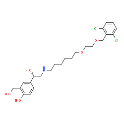 ChemSpider 2D Image | 4-{(1S)-2-[(6-{2-[(2,6-Dichlorobenzyl)oxy]ethoxy}hexyl)amino]-1-hydroxyethyl}-2-(hydroxymethyl)phenol | C24H33Cl2NO5