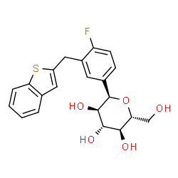 ChemSpider 2D Image | (1R)-1,5-Anhydro-1-[3-(1-benzothiophen-2-ylmethyl)-4-fluorophenyl]-D-glucitol | C21H21FO5S